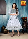 Golden White Floral Printed  Anarakli Kurtis Catalog
